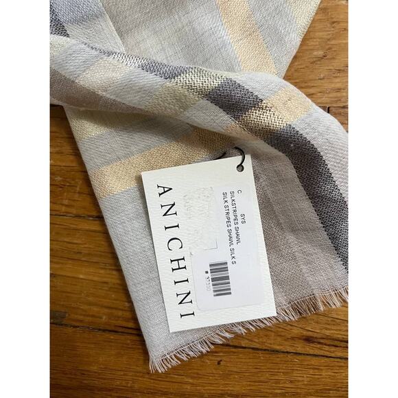 Anichini Silk Stripes scarf shawl Multicolor pastel minimalist 28X39 A001883 - Picture 3 of 7